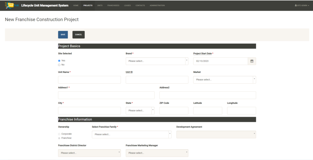 UnitTrak's guided forms ensure the correct information about your units and projects is gathered when needed. Forms include openings, closures, transfers, amendments and more.