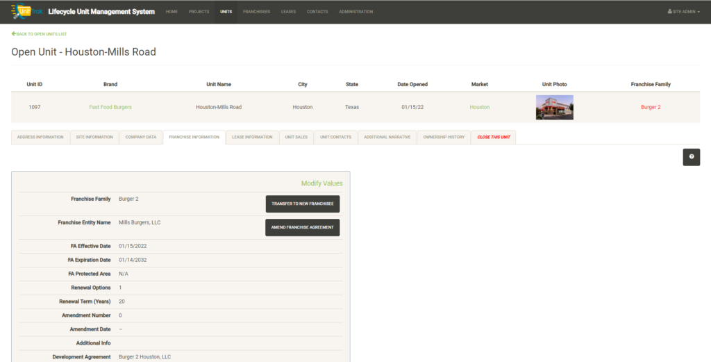 UnitTrak tracks unit data across many categories. Unit and Project details include tabs dedicated to these categories.